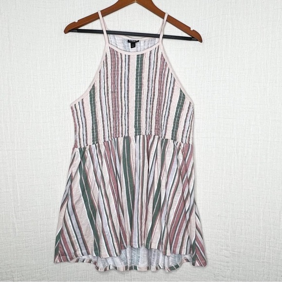 Torrid 1X Fun Stripe Halter Smocked Babydoll Top - Picture 2 of 9
